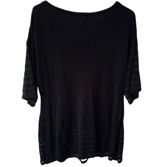 Soft Surroundings Calais Knit Sweater Black With Mesh Detailing Size Large - Picture 2 of 7
